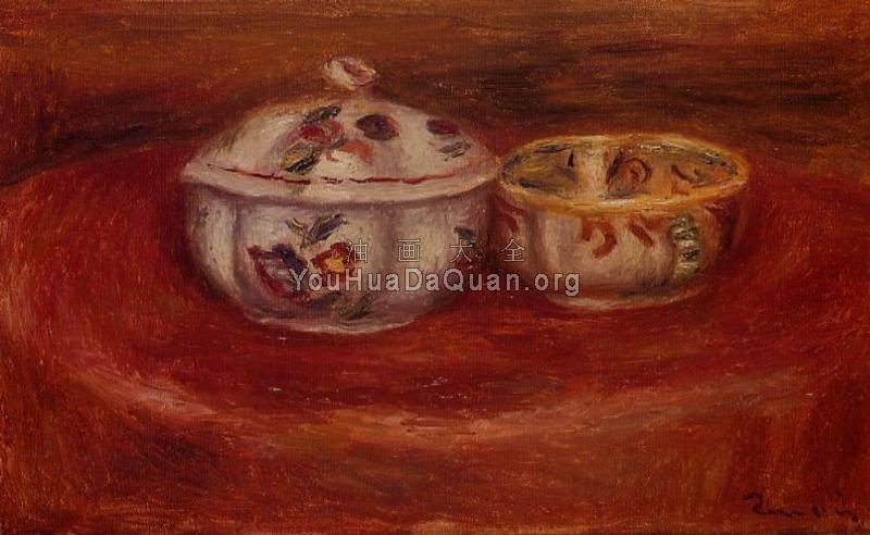 Sugar Bowl and Earthenware Bowl - 皮埃尔·奥古斯特·雷诺阿
